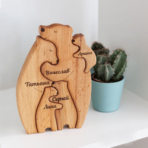 Пазл Семья медведей из дерева